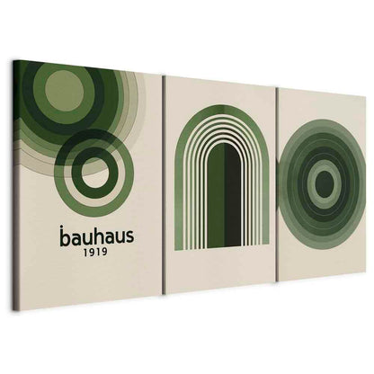murando - Art Set of 3 Canvases Wall Art Geometric Circle 120x60 cm (3 pcs. 40x60 cm each) Acoustic Wall Multi Part Canvas - 3 Piece - Room Decor Print Living Room - Dark Green a-H-10131-b-a