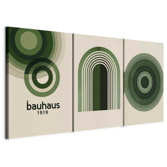 murando - Art Set of 3 Canvases Wall Art Geometric Circle 120x60 cm (3 pcs. 40x60 cm each) Acoustic Wall Multi Part Canvas - 3 Piece - Room Decor Print Living Room - Dark Green a-H-10131-b-a