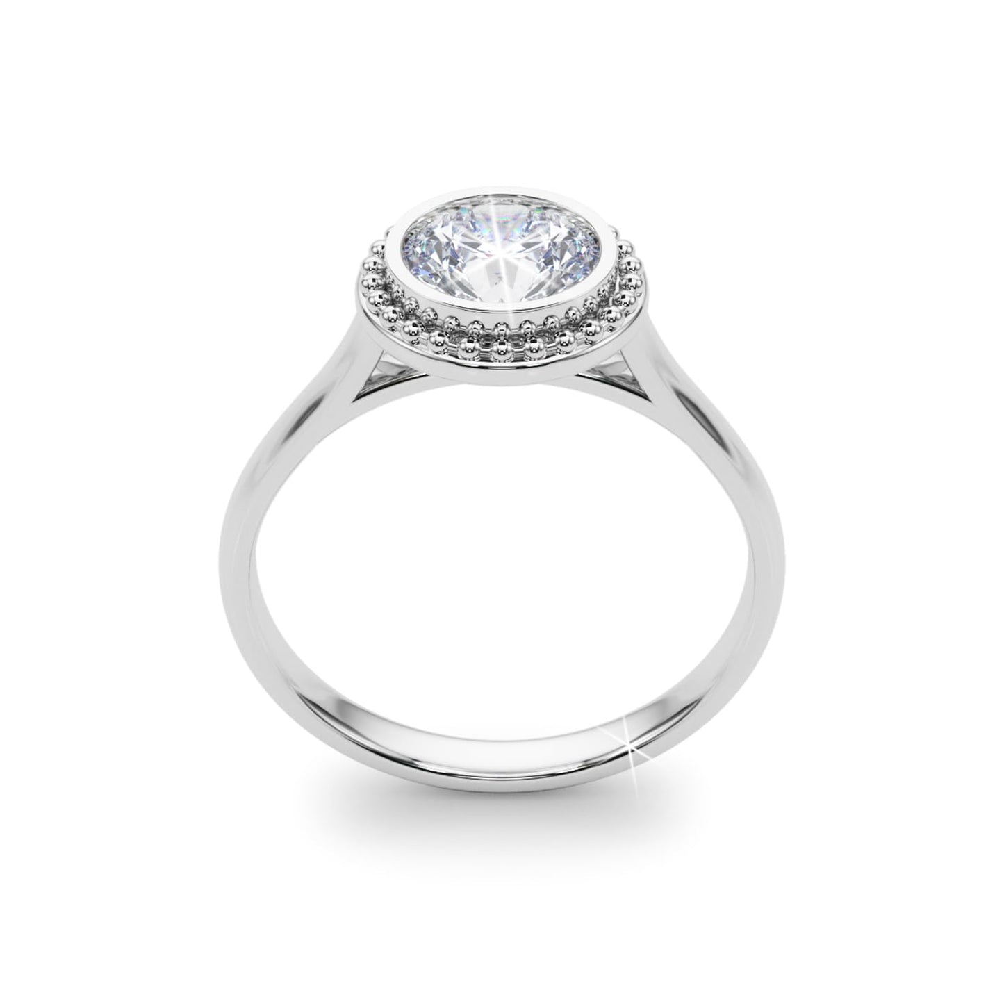 JTC LTD 9K White Gold 0.25 Ct Bezel Set Lab Grown Diamond Solitaire Ring | UK Hallmarked Engagement Ring - Size Q