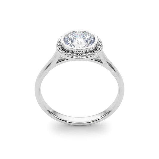 JTC LTD 9K White Gold 0.25 Ct Bezel Set Lab Grown Diamond Solitaire Ring | UK Hallmarked Engagement Ring - Size Q