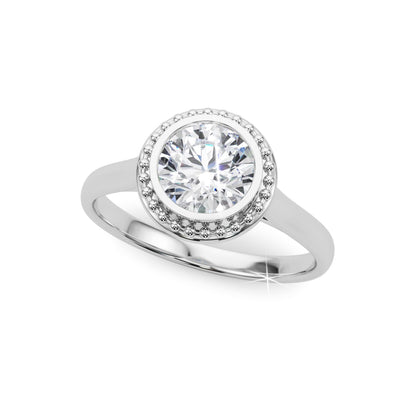 JTC LTD 9K White Gold 0.25 Ct Bezel Set Lab Grown Diamond Solitaire Ring | UK Hallmarked Engagement Ring - Size Q