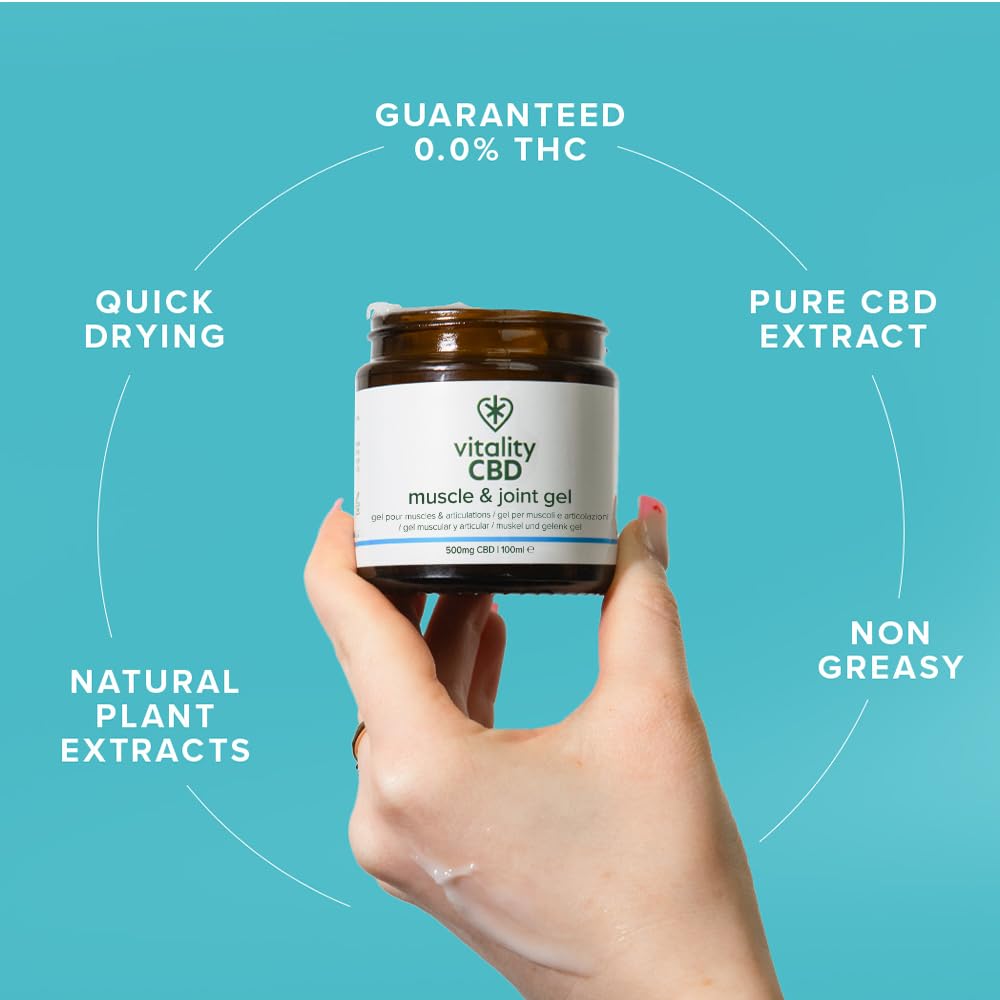 Vitality CBD Muscle & Joint Gel, 500 mg Strength CBD, 100 ml, NO THC