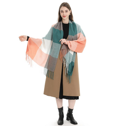 Miss Lulu Women Scarf Winter Long Soft Warm Tartan Check Wrap Wool Spinning Tassel Shawl Stole Scarves Ladies