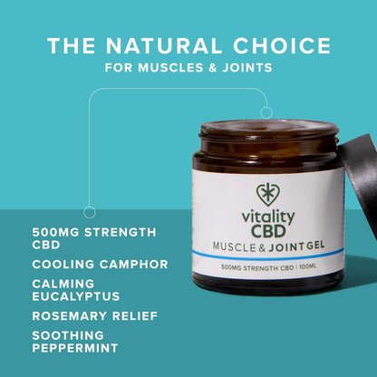 Vitality CBD Muscle & Joint Gel, 500 mg Strength CBD, 100 ml, NO THC