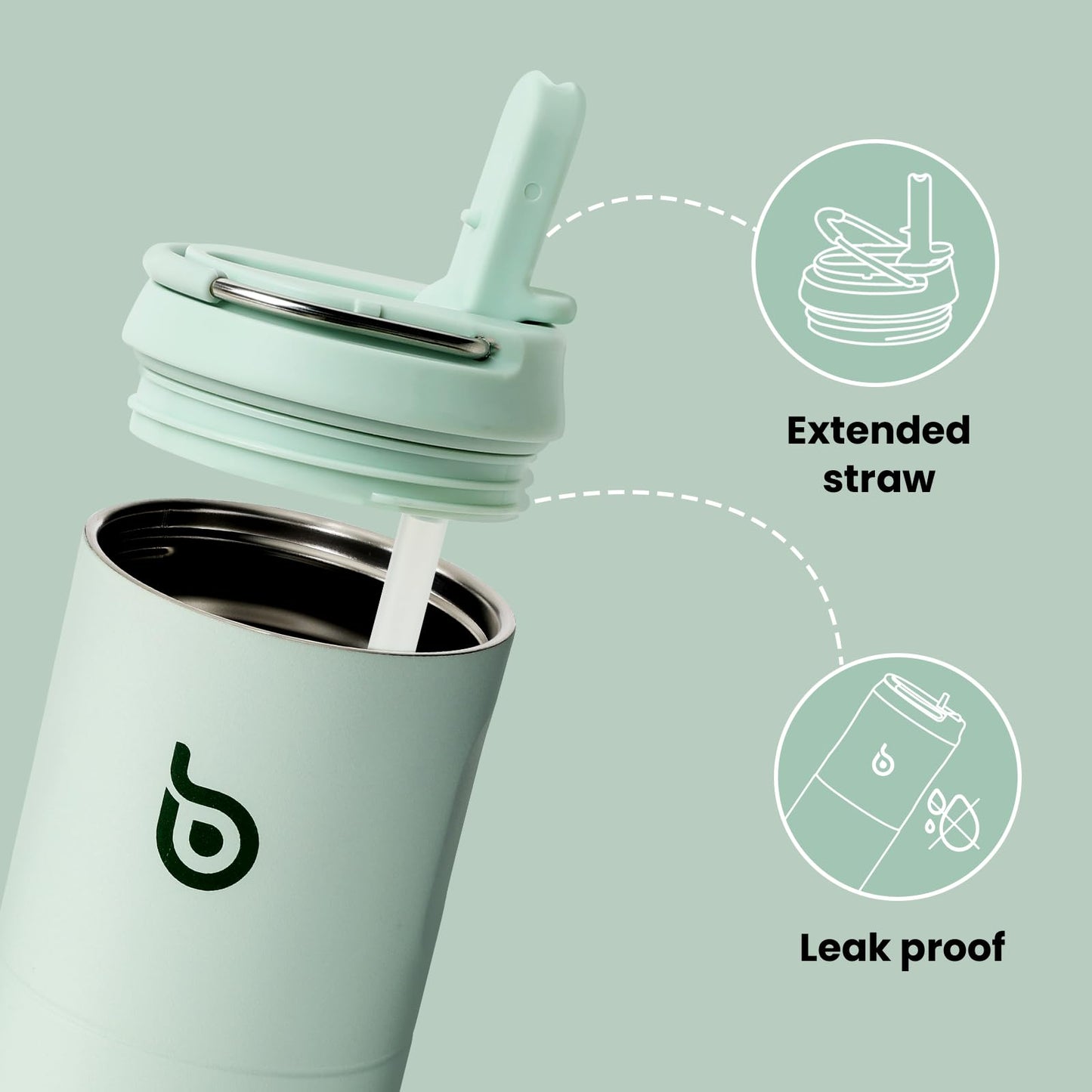 Bottle Bottle Stainless Steel Water Bottle 700ml with Straw and Lid Sports Insulated Metal Water Bottles with Handle(Light Green)