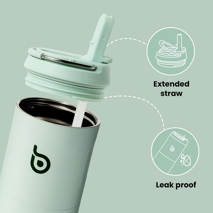 Bottle Bottle Stainless Steel Water Bottle 700ml with Straw and Lid Sports Insulated Metal Water Bottles with Handle(Light Green)
