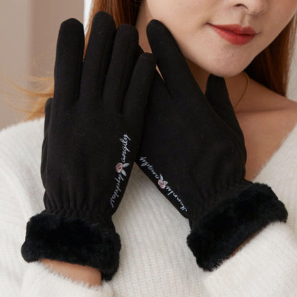 Fjquamitix Winter Thermal Gloves Womens Touch Screen Windproof Warm Gloves With Fleece Lining For Ladies Cold Weather Daily Driving Outdoor Activities Winter Gift For Women Wife Daughter (Black)