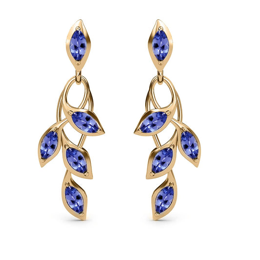 TJC Tanzanite Drop Dangle Earrings for Women in 14ct Gold Plated 925 Sterling Silver for Girlfriend Wife Mother Blue Coloured December Birthstone