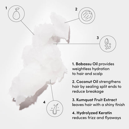 OUAI Medium Conditioner - Hydrating Hair Conditioner with Coconut Oil, Babassu Oil, and Keratin - Strengthens, Repairs and Adds Shine - Paraben and Phthalate Free Hair Care Products - 300ml