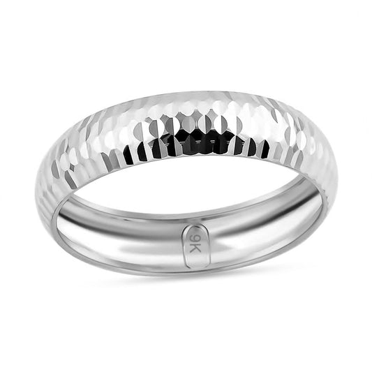 TJC 9ct White Gold Band Ring for Women Size K