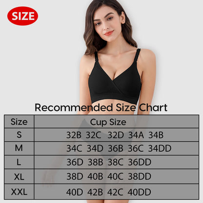 Vinfact Nursing Bra 3 Pack Seamless V Neck Maternity Bra Women Pregnancy Breastfeeding Bra（A-Black,Nude,Grey，M）