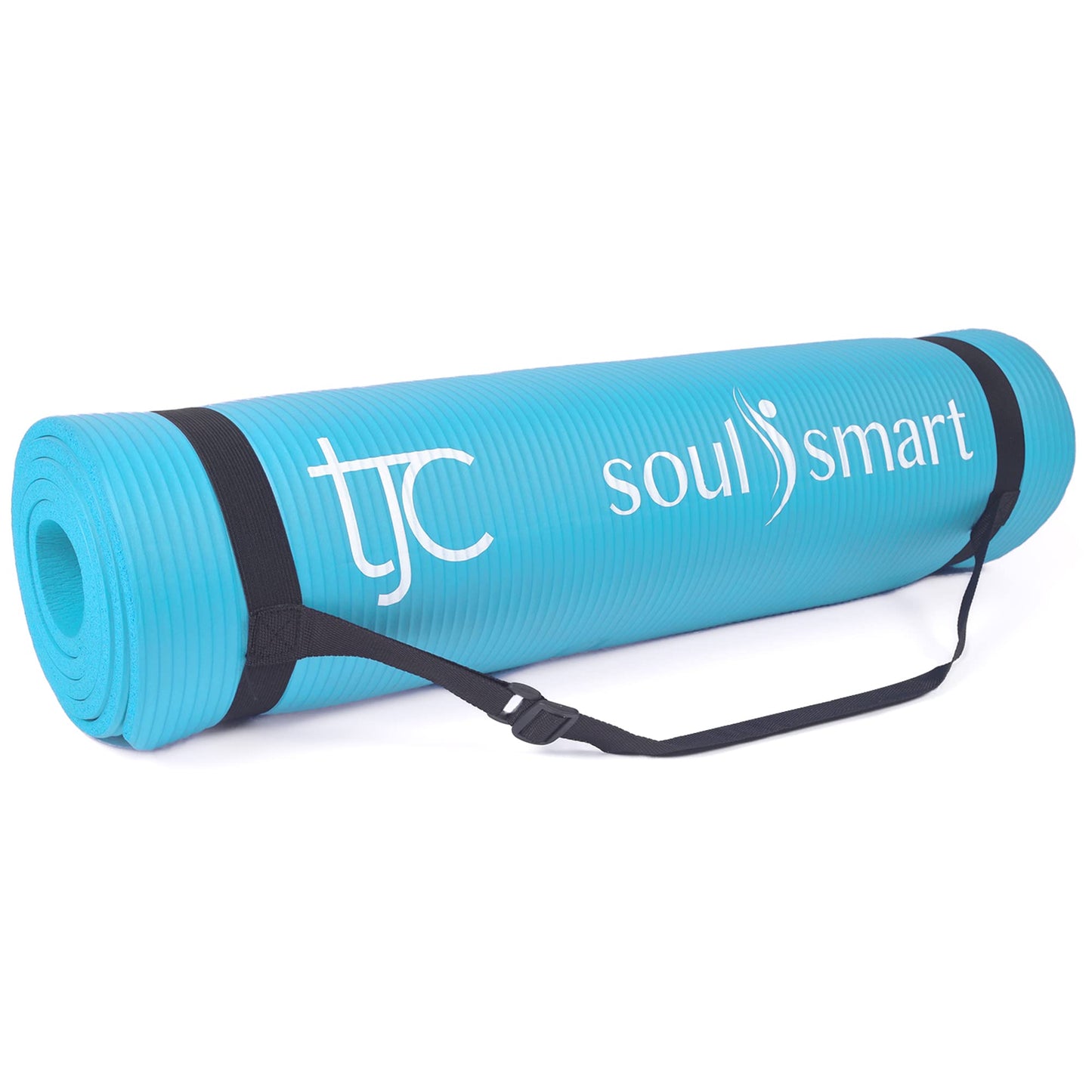 TJC Non-Slip NBR Exercise Mat - 10MM Thickness, Eco Friendly Workout Mat with Carrying Strap for Yoga, Pilates and Fitness, 188x61x1.0 CM (6.2ft Length & 2ft Width)