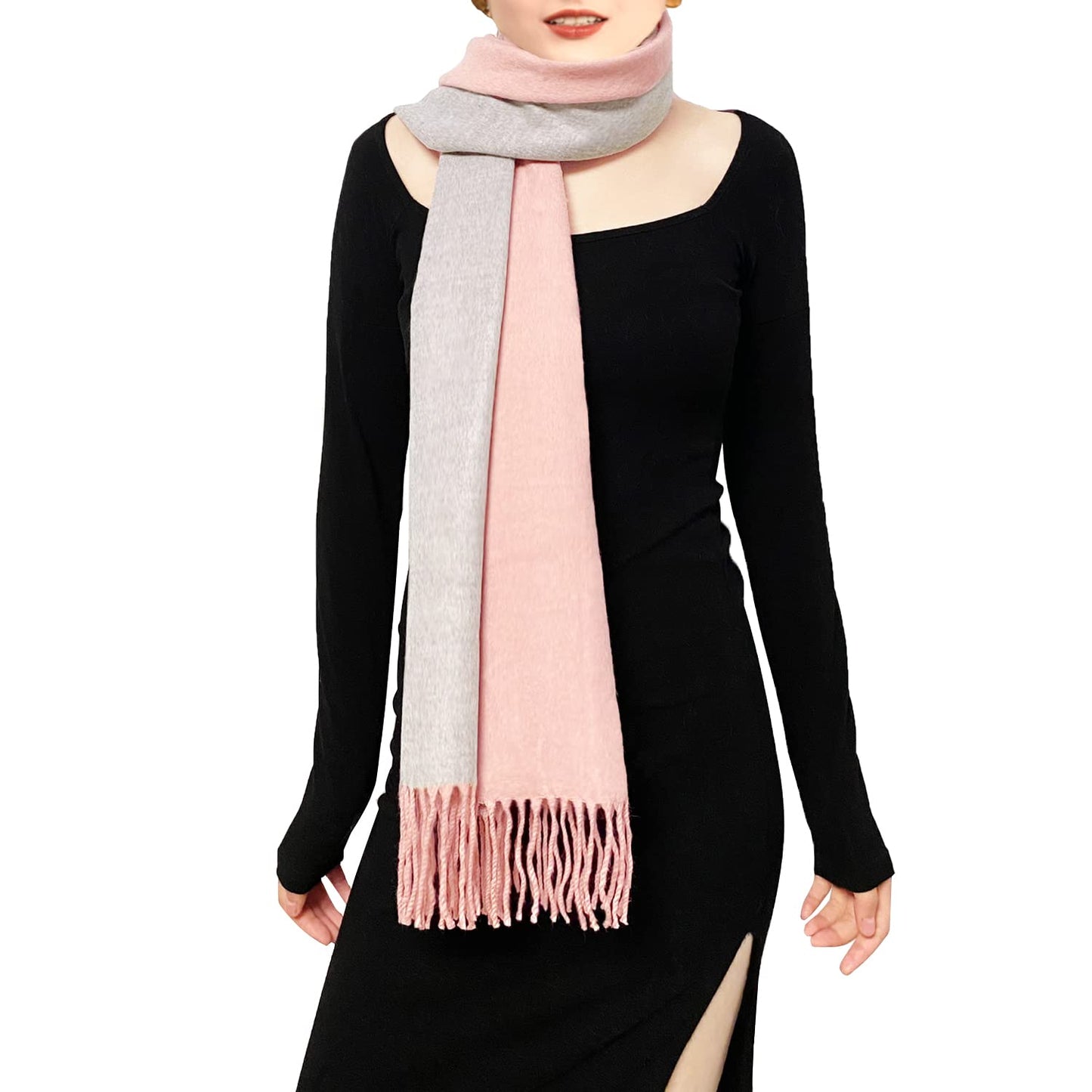 ehsbuy Cashmere Scarfs For Women Soft Pashmina Shawls And Wraps Reversible Long Large Winter Warm Thick Ladies Scarves With Tassel