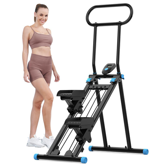 HXD-ERGO Vertical Climber Exercise Machine for Home Gym, Compact Foldable Stair Stepper Fitness Equipment with 310LBS/140kg Loading Capacity, Adjustable Handlebars, Extended Step Range