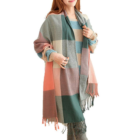 Miss Lulu Women Scarf Winter Long Soft Warm Tartan Check Wrap Wool Spinning Tassel Shawl Stole Scarves Ladies
