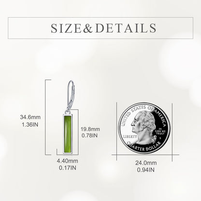 YFN Peridot Bar Earrings for Women Sterling Silver Peridot Leverback Earrings Peridot Jewelry Gift for Women (Peridot)