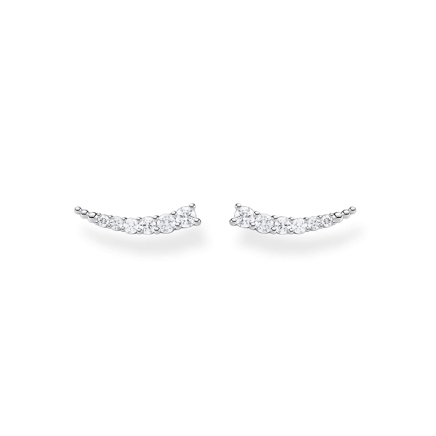 Thomas Sabo Women's Earrings Ear Climber Stones 925 Sterling Silver, 1,50 cm, Sterling Silver