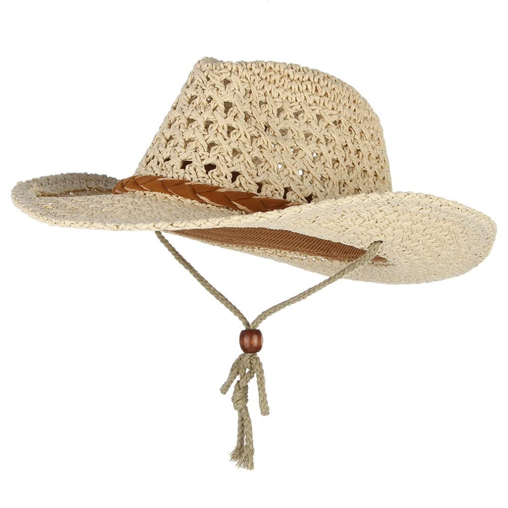 Foldable Cowboy Hat Shapeable Wide Brim Sun Protection Straw Hats Adults Spring Summer Anti UV Sun Hat Travel Beach Cap Western Cowgirl Hats Bush Hat for Women,Ladies,Men,Camping,Fishing,Hiking