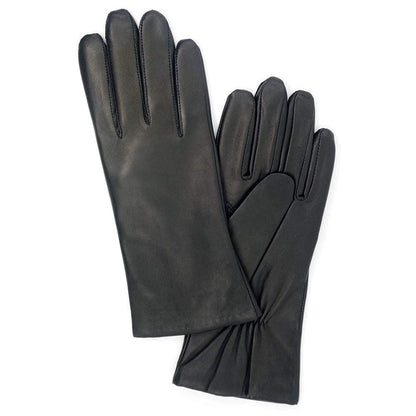 Harssidanzar Women's Leather Winter Gloves,Genuine Lambskin Leather Lined Cashmere Warm Driving Gloves For Women GL006UK,Black,Size XL