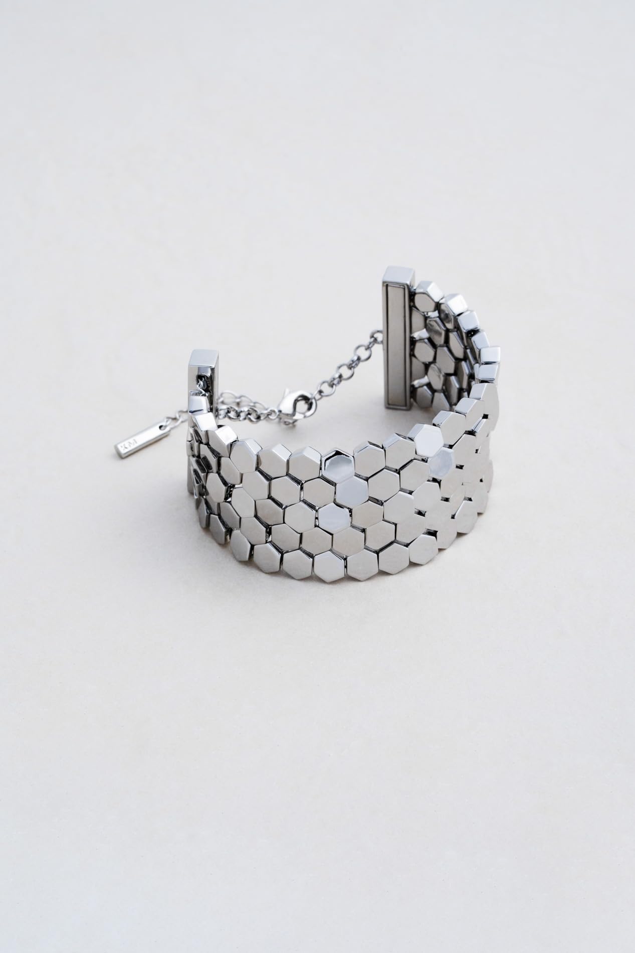 Karen Millen Mosaic Wide Bracelet for Women (Silver)