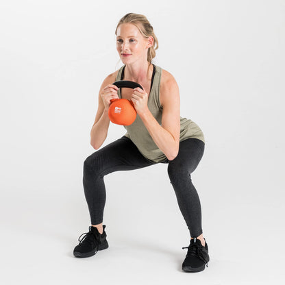 Core Balance 8kg Kettlebell Weight Cast Iron Neoprene Coated Heavy Duty Strength Training (Orange)