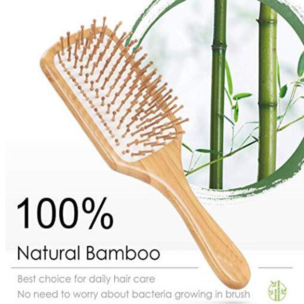 Hair Brush Bamboo Hairbrush For Long,Thick,Curly,Wavy,Dry or Damaged Hair, Paddle Hair Brush Reducing Hair Breakage and Frizzy, No More Tangle