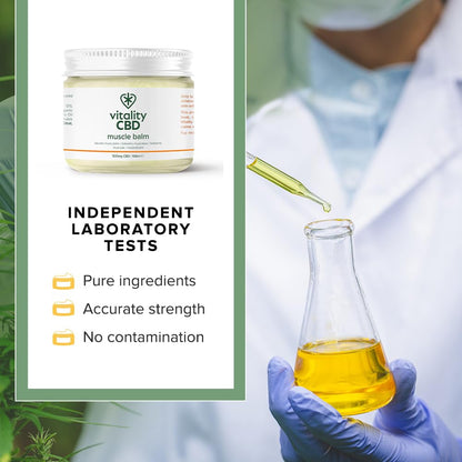 Vitality CBD Muscle Balm, High Strength 500mg of CBD, Natural, 100 ml - Improved Formula, NO THC
