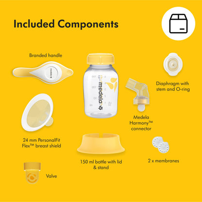 Medela Harmony Manual Breast Pump, Compact Swiss Design with PersonaFit Flex Shields and Medela's 2-Phase Expression Technology
