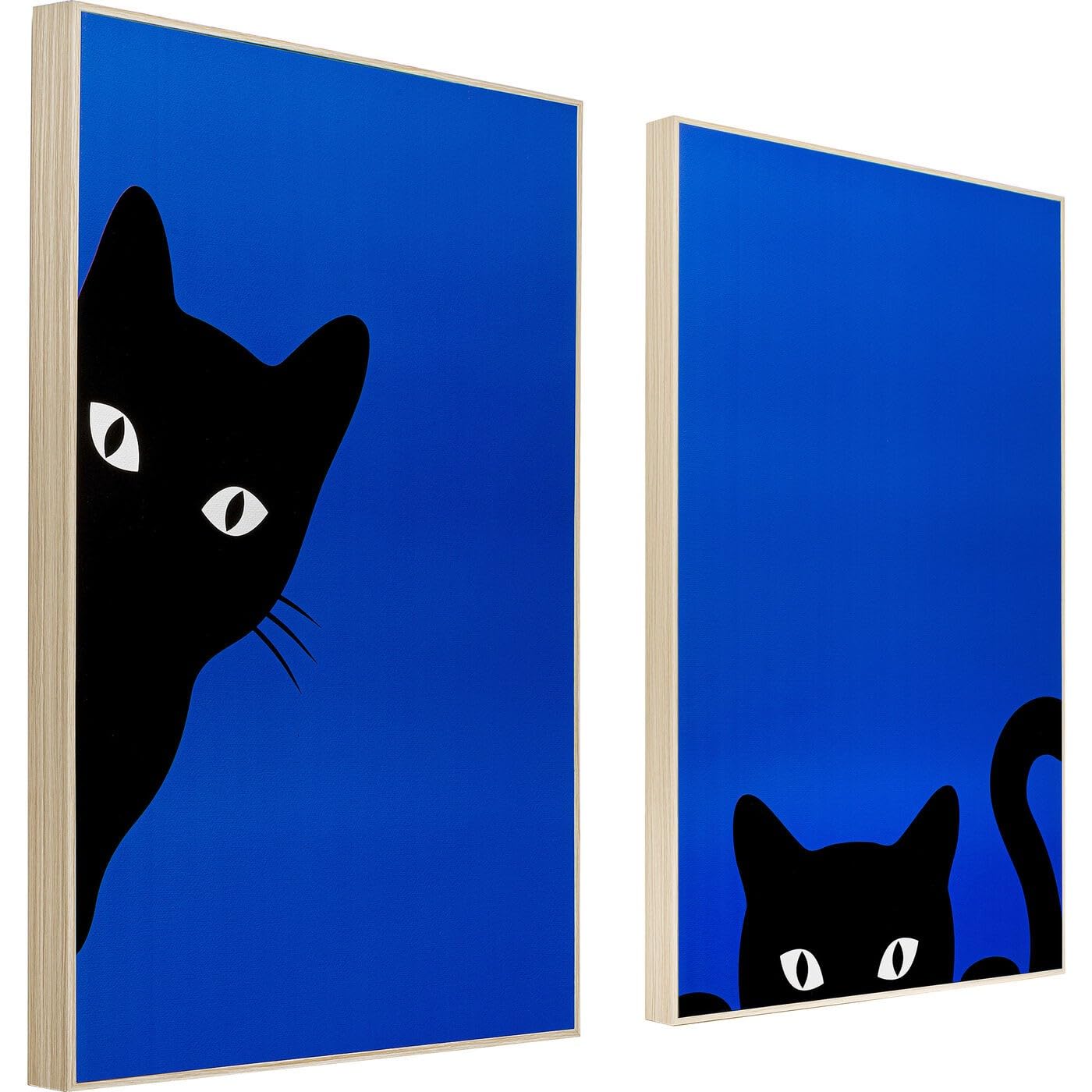 KARE Design Framed Picture Ciao Gatto, Blue, Set of 2, Rectangular, Picture Print, Abstract Wall Art, Pop Art, Modern Design, Wall Picture for Living Room, Bedroom, 60x40 cm (HxW)