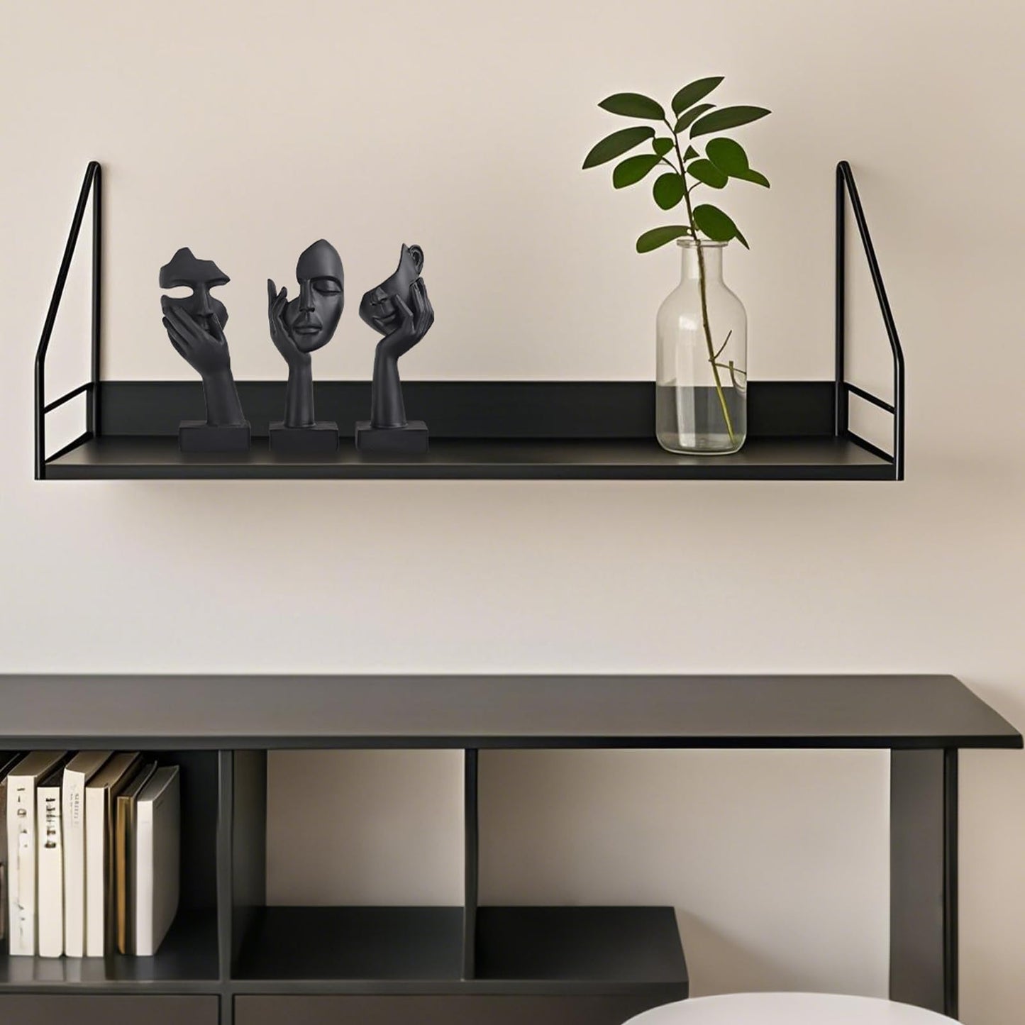 oliruim Black Home Decoration Accent Art Woman Face Statue Collectible Statue for Modern Home Living Room Bookshelf Black Desk Decor 3 Piece Set