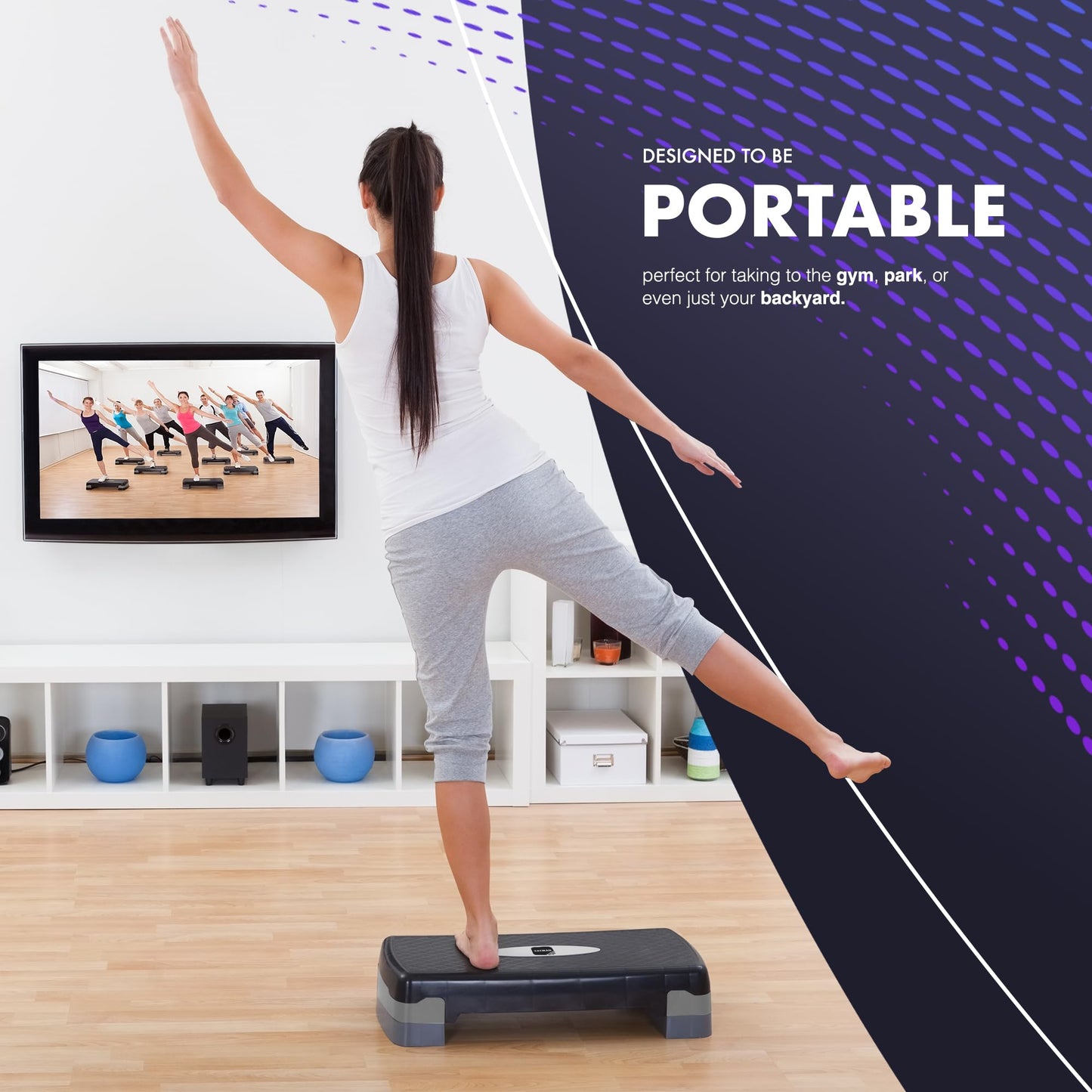 KAYMAN Exercise Steps – Fitness Stepper for Home & Gym, Suited for Aerobics, Cardio, Weights, Yoga, DVD Workout – Adjustable 2 Step Level Heights (10,15 cm) – Perfect Equipment for Fitness (Grey)