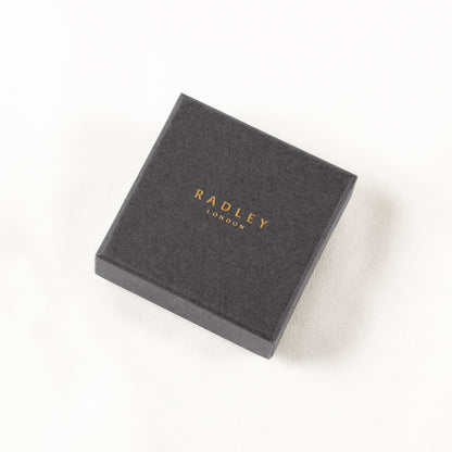 Radley Signature Ladies 18ct Rose Gold Plated Sterling Silver Double Disc Engraved Hoops Earrings RYJ1146