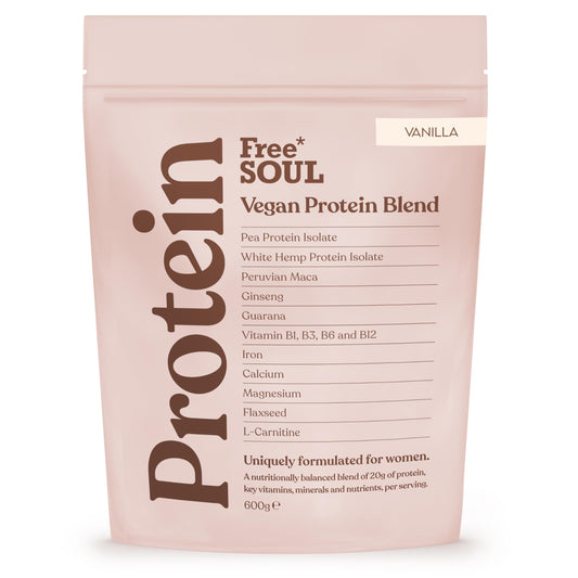 Free Soul Vegan Protein Powder | Formulated for Women | 600g | 20g Protein with Added Nutrients | Gluten & Soy Free Plant-Based Nutrition Shake | Pea & Hemp Isolate Protein | Vanilla Flavour