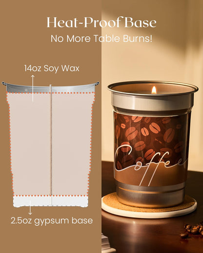 M&SENSE Coffee Candle 460g, Caffe Latte Scented Candles, 99 Hours Long Burning, Organic Soy Wax Candles for Cafe, Bedroom, Kitchen, Sleep Candle Gift for Men & Women