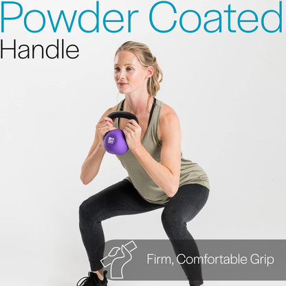 Core Balance 6kg Kettlebell Weight Cast Iron Neoprene Coated Heavy Duty Strength Training (Purple)