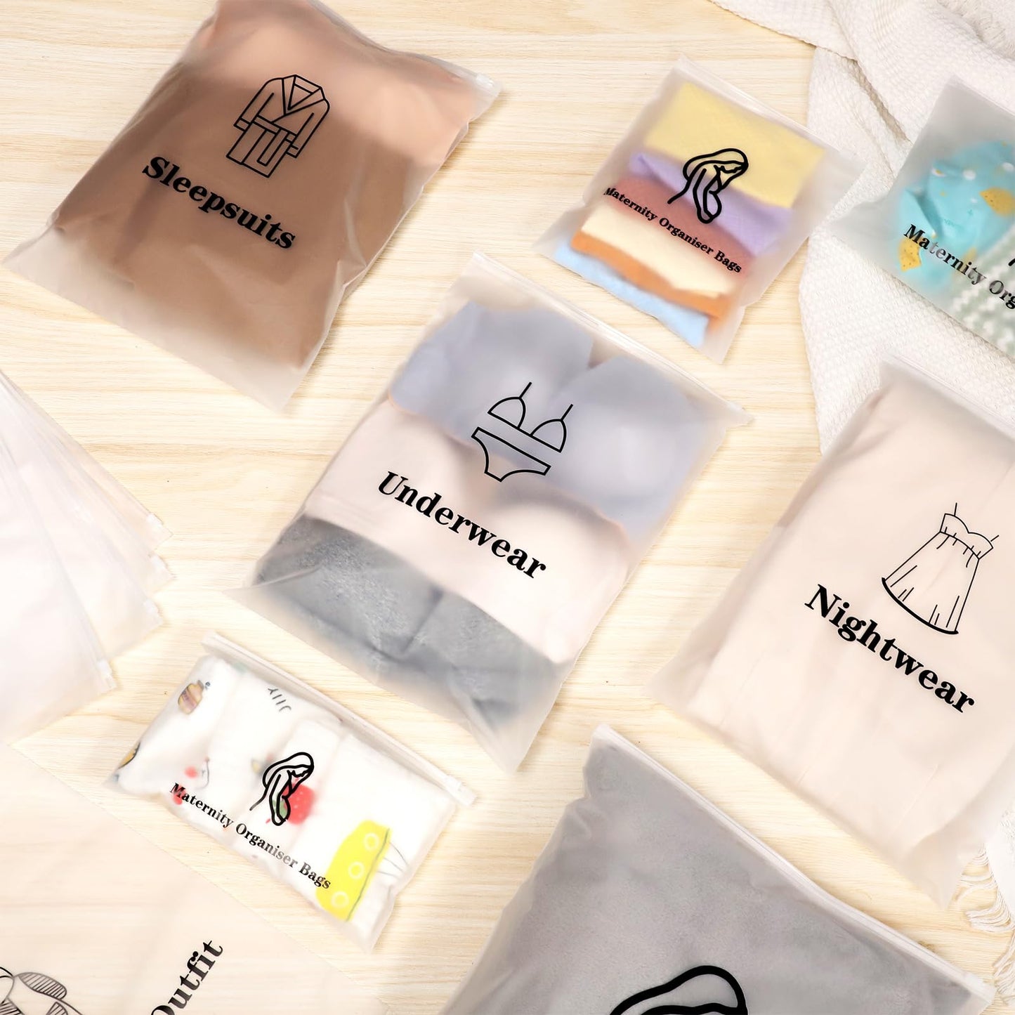 20 Pcs Baby Hospital Maternity Organiser Bags, 38 * 28cm Reusable Plastic Ziplock Hospital Bags Maternity Essentials Travel Clothes Storage Bags for Mum to Be, Newborn Baby