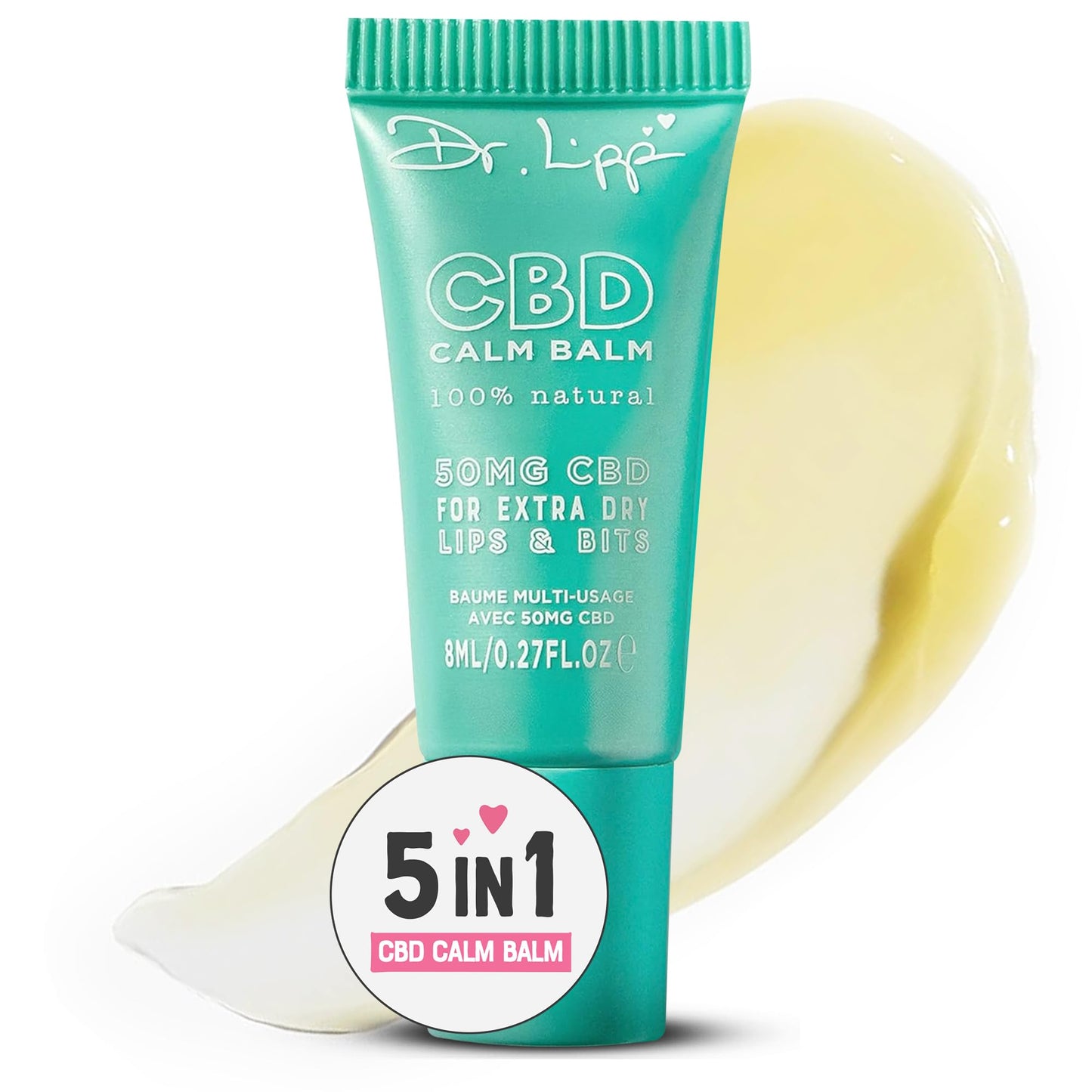 Dr. Lipp CBD Calm Balm 0.27 fl oz / 8ml – 5-in-ONE Multi-Use Ultra Moisturising Lip Balm for Extra Dry Chapped Lips & Bits – With 50mg Cannabidiol & 100% Natural Lanolin – Fragrance & Cruelty Free