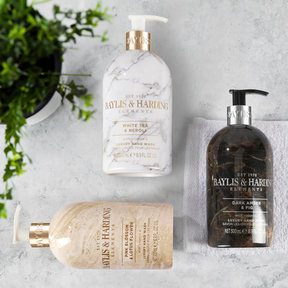 Baylis & Harding Dark Amber & Fig Elements Hand Wash, 500 ml (Pack of 3) - Vegan Friendly