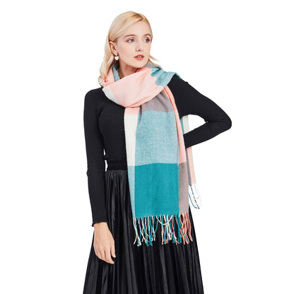 Miss Lulu Women Scarf Winter Long Soft Warm Tartan Check Wrap Wool Spinning Tassel Shawl Stole Scarves Ladies