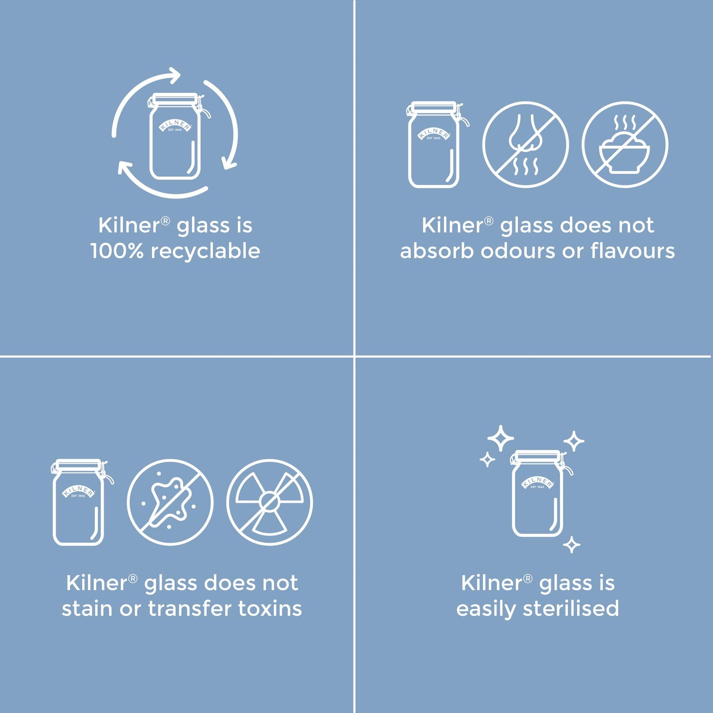 Kilner Clip Top Jar 1 Litre (1000 ml) Airtight Glass Storage Jar for Preserving Fruits Vegetables Coffee Tea Rice Flour Nuts Pasta
