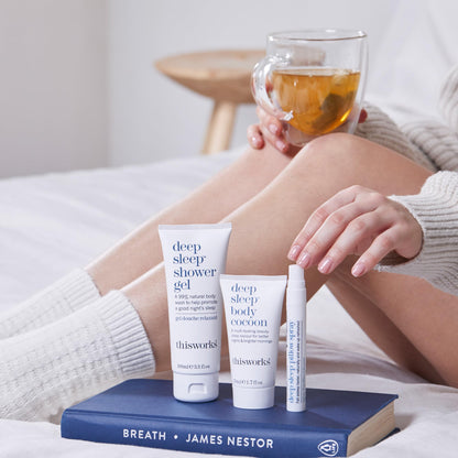 This Works Sleep Retreat Gift Set - Travel Size Kit with Deep Sleep Pillow Spray and Shower Gel - Includes Deep Sleep Body Cocoon Body Lotion Infused with Lavender, Camomile and Vetivert to Aid Sleep