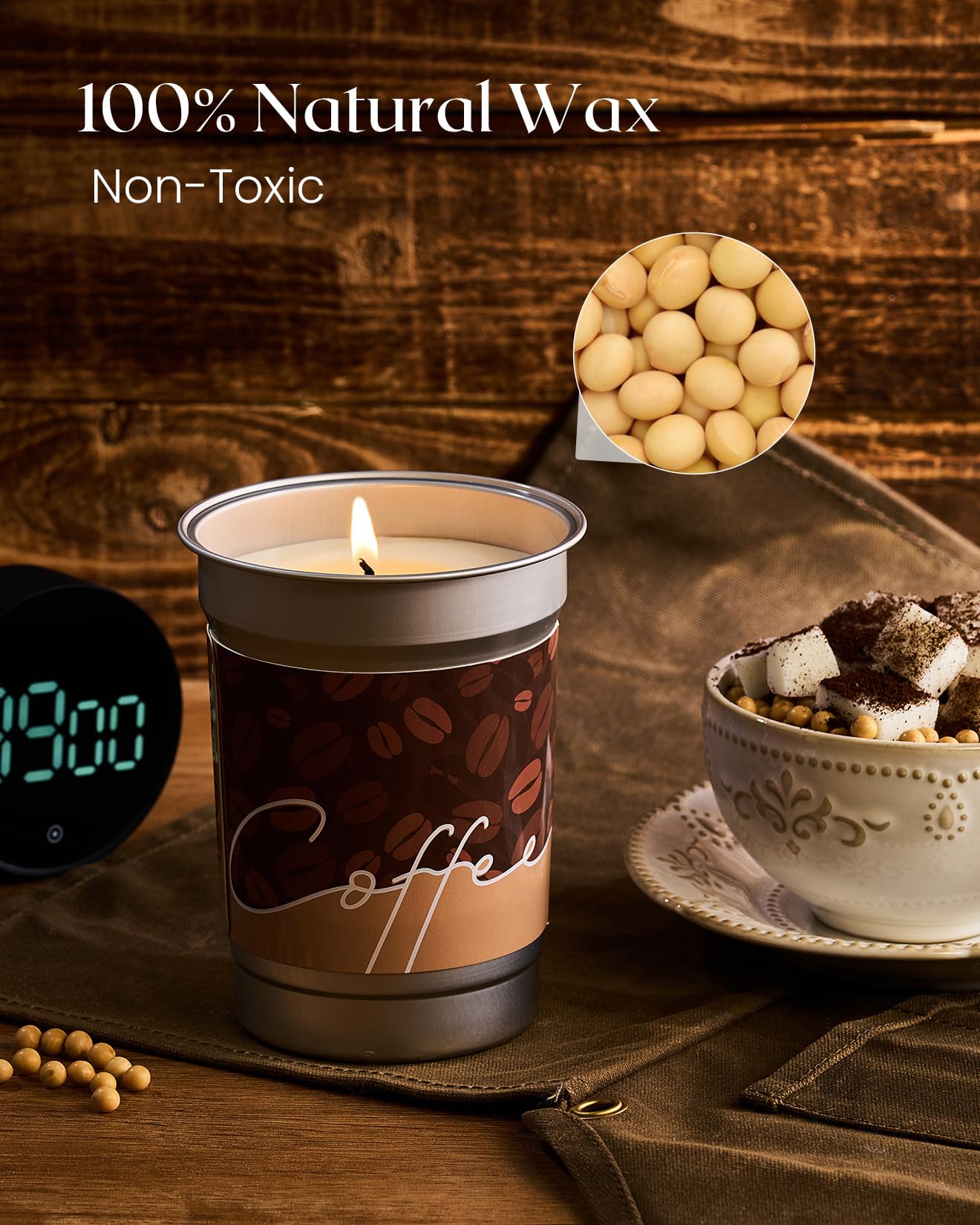 M&SENSE Coffee Candle 460g, Caffe Latte Scented Candles, 99 Hours Long Burning, Organic Soy Wax Candles for Cafe, Bedroom, Kitchen, Sleep Candle Gift for Men & Women