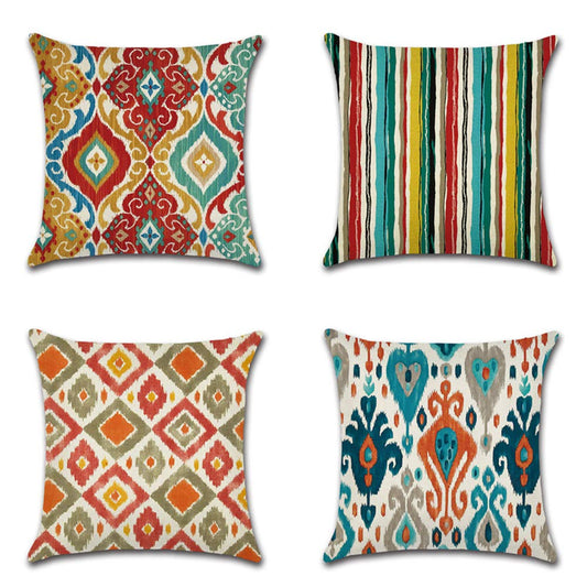 CLVEDU 4Pack Bohemian Cushion Covers 18x18 In Pillow Covers Throw Pillow Case Colourful Printed Throw Pillow Covers, Pillow Case Cushion for Home Couch Sofa Decorative, Gifts 45x45cm(Style8)