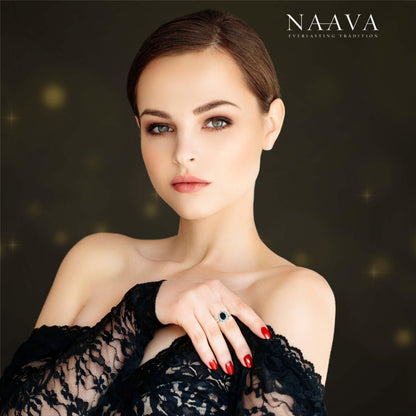 Naava 9 ct Yellow Gold Diamond and Sapphire Cluster Women's Ring ,K