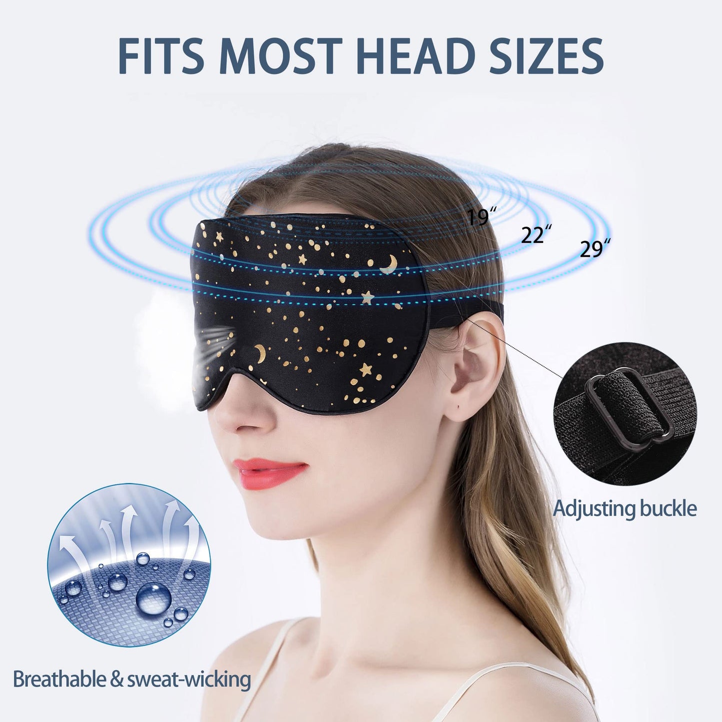 townssilk 100% Silk Sleep mask with Adjustable Strap,Comfortable and Super Soft Eye mask Ultimate Sleeping aid,blindford Golden Moon
