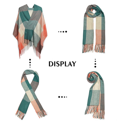 Miss Lulu Women Scarf Winter Long Soft Warm Tartan Check Wrap Wool Spinning Tassel Shawl Stole Scarves Ladies