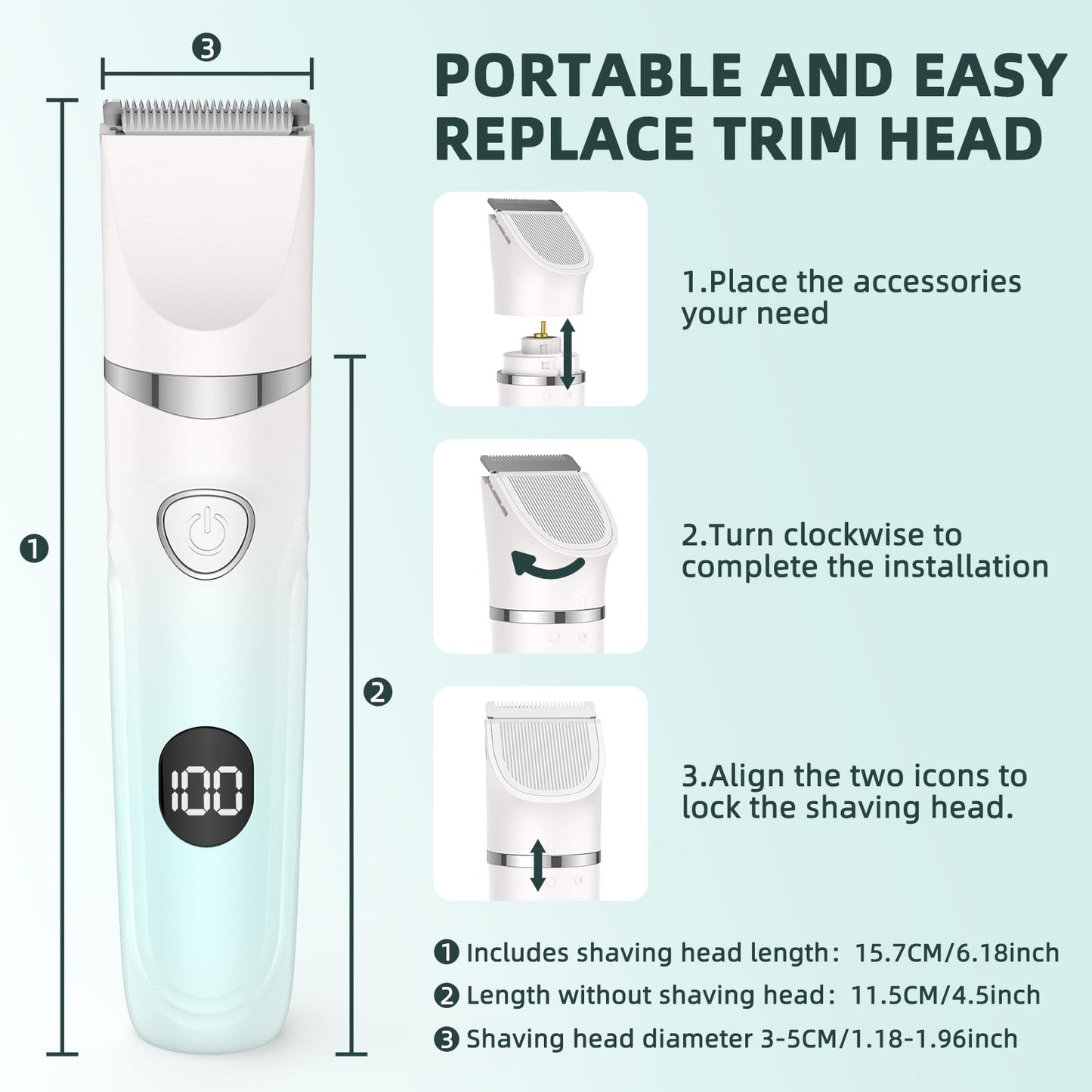 Lady Shaver for Women,3-in-1 Wet & Dry Use Bikini Trimmer for Women,Electric Painless Razor for Legs,Body,Private Area,Sensitive Skin (White)