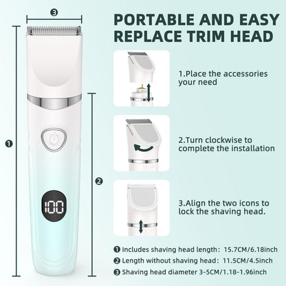 Lady Shaver for Women,3-in-1 Wet & Dry Use Bikini Trimmer for Women,Electric Painless Razor for Legs,Body,Private Area,Sensitive Skin (White)