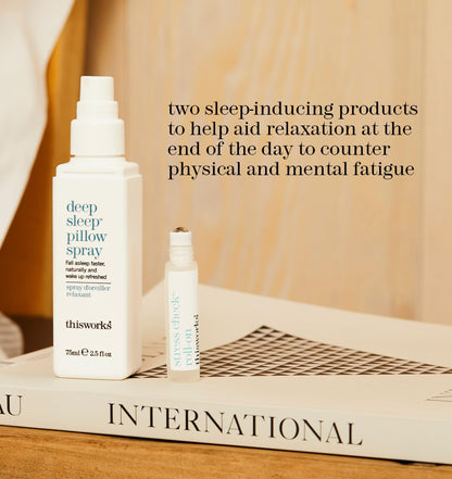 This Works Deep Sleep Pillow Talk Kit - Gift Set with Deep Sleep Pillow Spray 75 ml and Stress Check Roll On 5 ml - Self Care and Sleep Gifts for Women