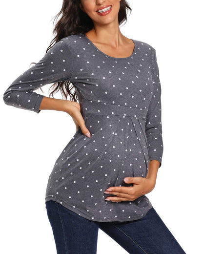 Love2Mi Maternity Tops 3/4 Sleeve Pregnancy T-Shirt Tunic Maternity Clothes for Women